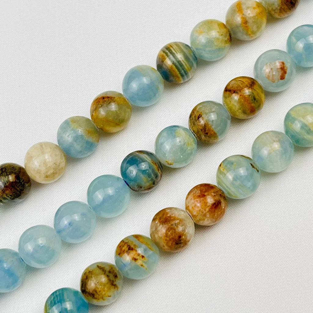 Бусины для украшений из голубого карибского Кальцита (50 бусин)