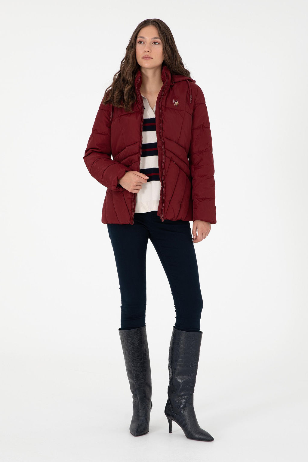 Женское бордовое пальто - U.s. polo assn фото 4