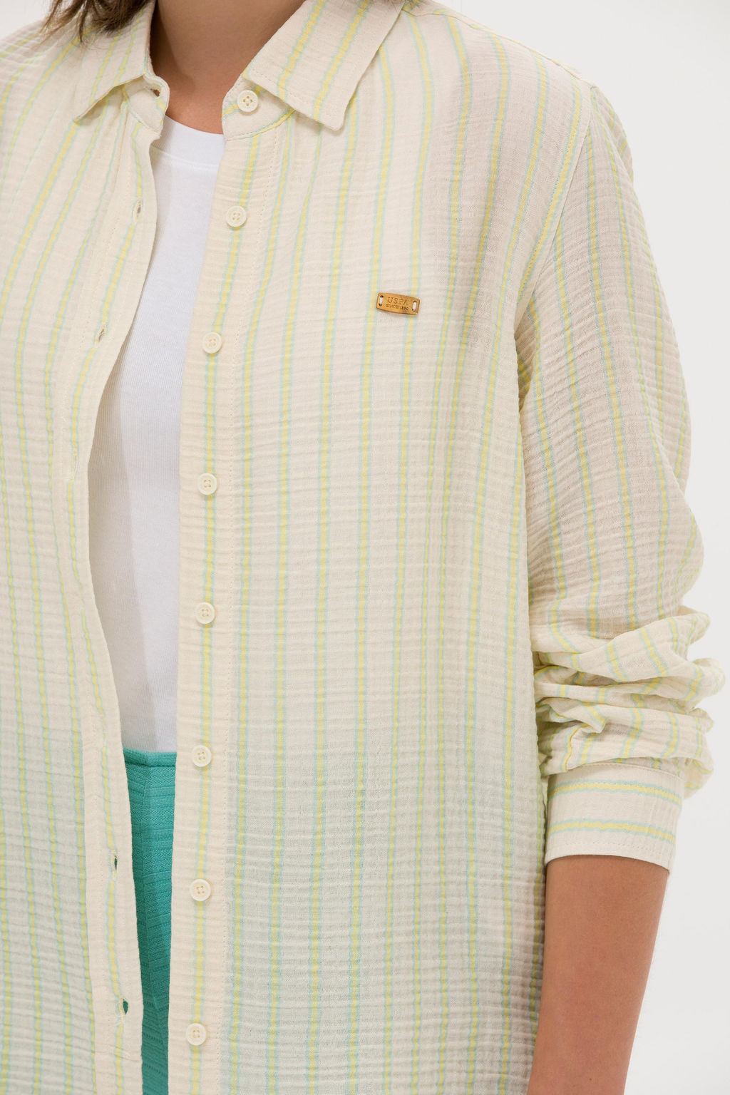 Женская рубашка цвета морской волны с длинным рукавом - U.s. polo assn фото 7