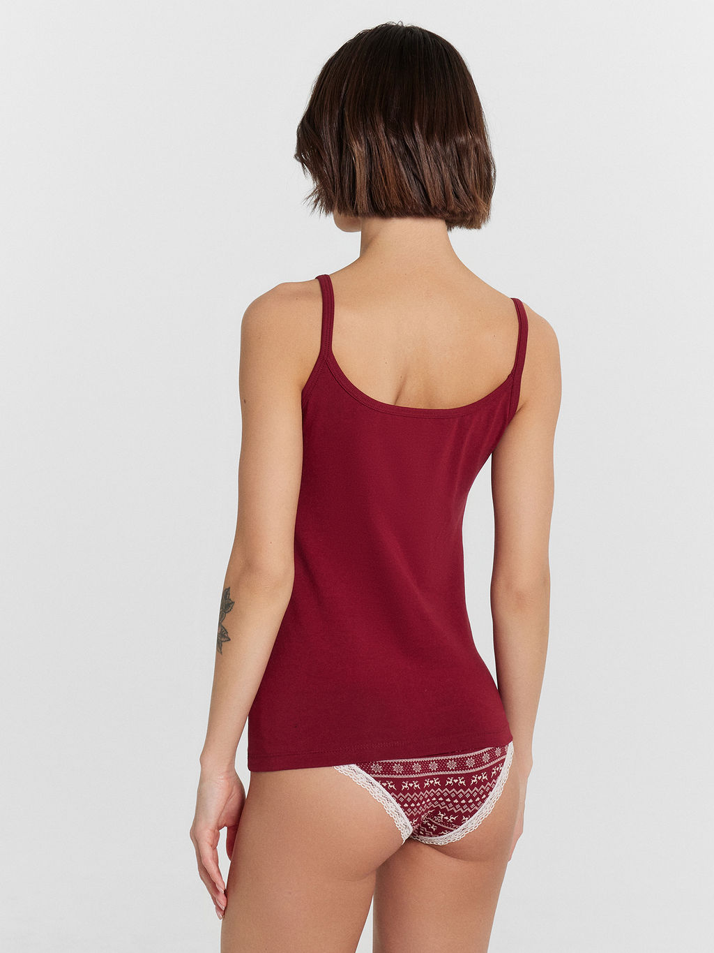 Комплект женский (топ, шорты) бордовый с оленями гранатовый +олени на бордовом 442208 - Mark formelle фото 3