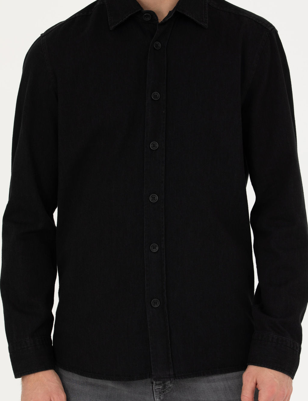 Siyah Regular Fit Uzun Kollu G_mlek