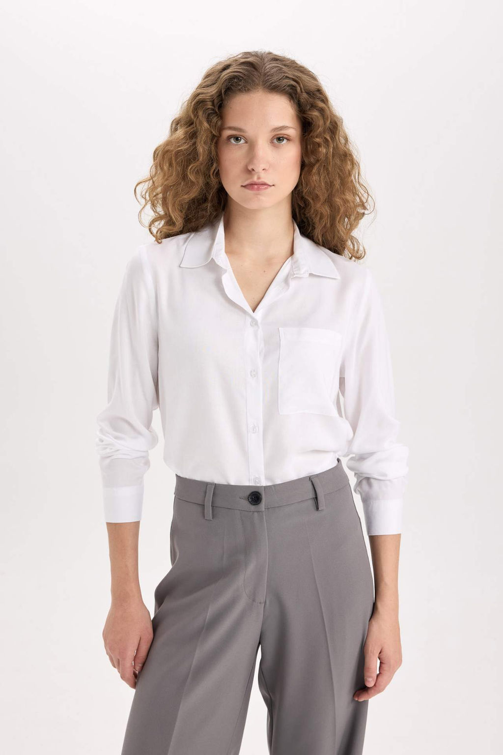 Regular Fit Basic Duz Uzun Kollu Gomlek - Defacto фото 2
