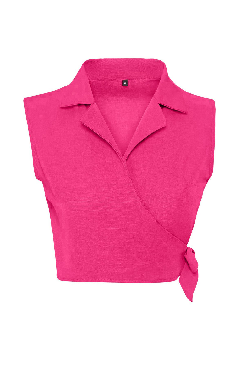 Pembe Baglamal? Keten Gorunumlu Crop Dokuma Bluz TWOSS23BZ00550