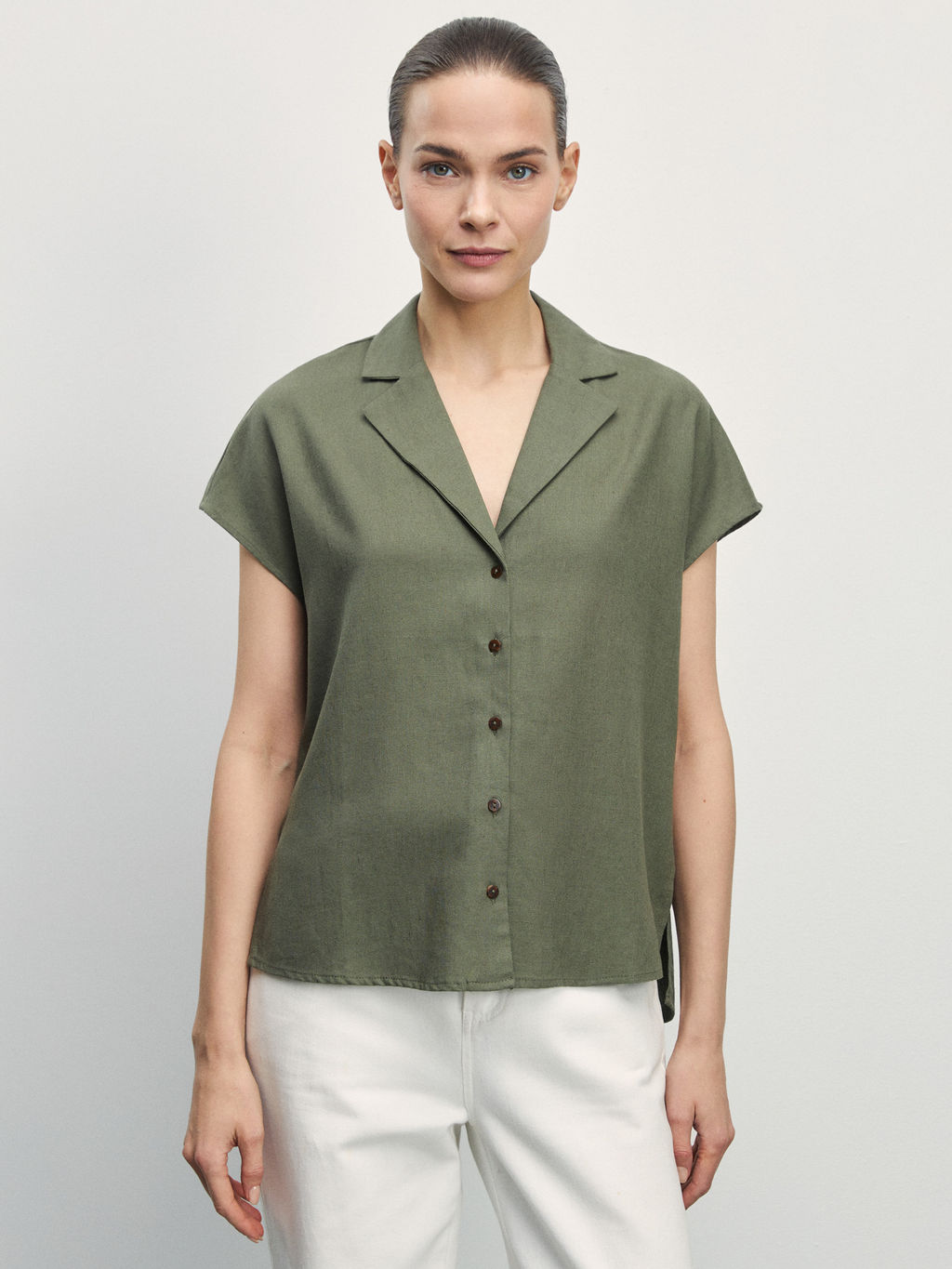 Блузка изо льна с английским воротником / Zarina  фото 3