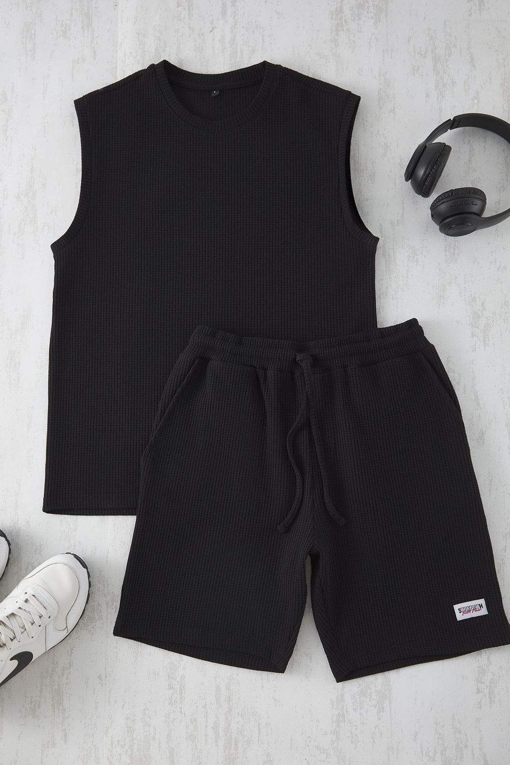 TRENDYOL MAN Gri Regular Fit Etiket Detayl? Atlet Sortlu Orme Pijama Tak?m? TMNSS25PT00028 - Trendyolmilla фото 8