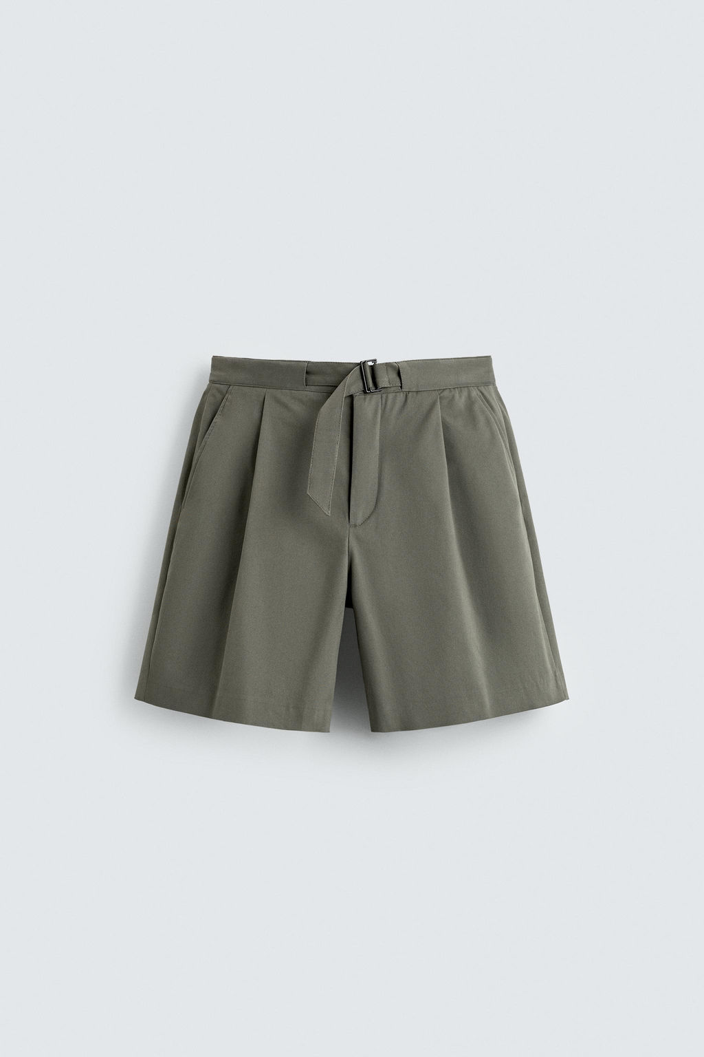 BERMUDA RELAXED FIT PLIEGUES CINTUR?N / Khaki - Zara фото 7