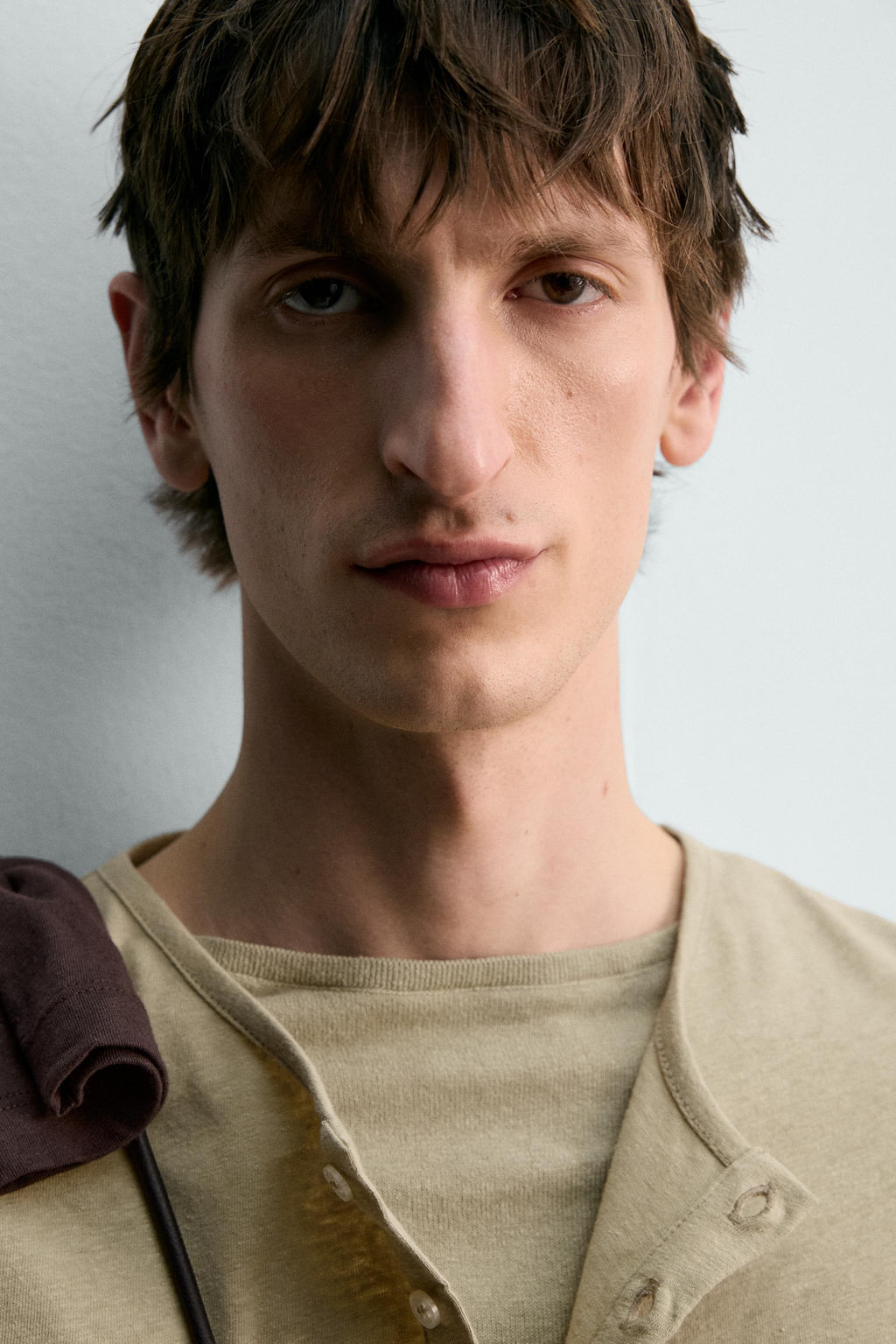 CAMISETA CUELLO PANADERO ALGOD?N - LINO  LIMITED EDITION / Beige oscuro - Zara фото 6