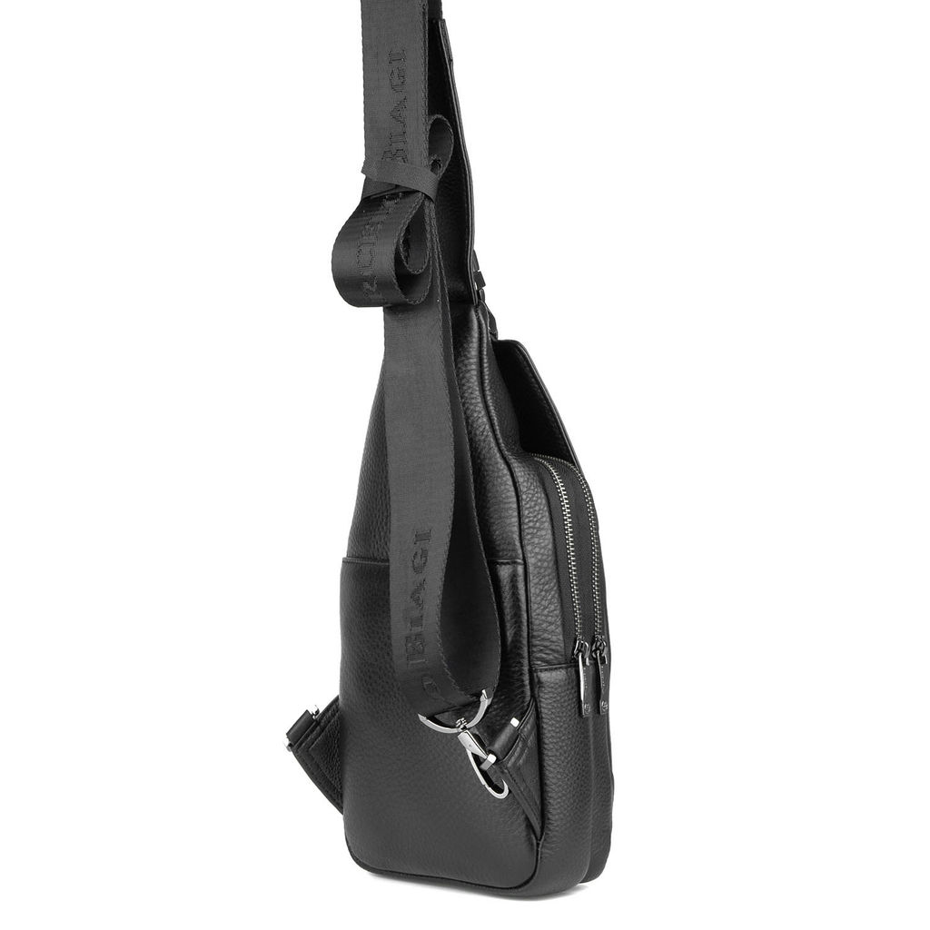 7936-224 black, Мужская кожаная сумка-слинг, Barcelo Biagi