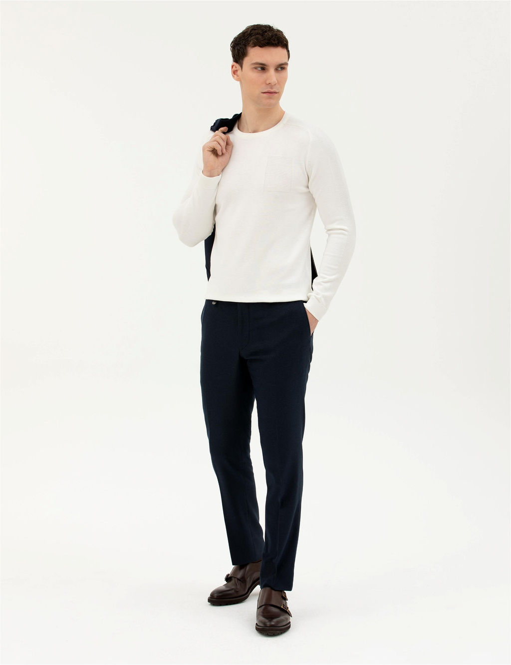Ekru Slim Fit Bisiklet Yaka Triko Kazak - Pierre cardin фото 4