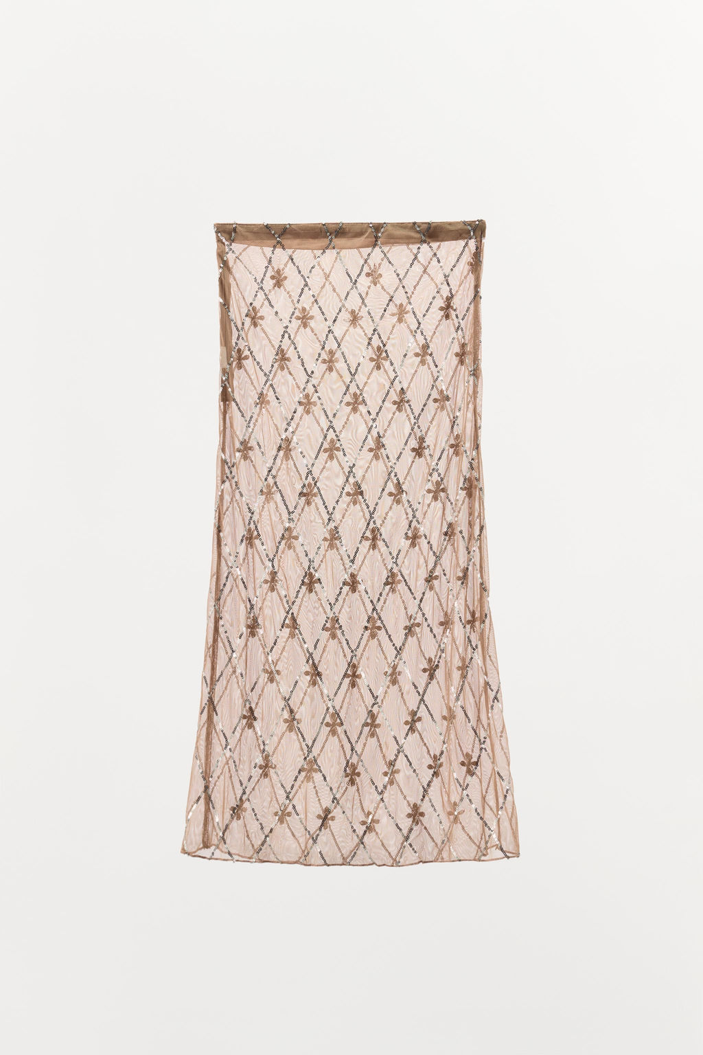 EMBROIDERED BEADED MIDI SKIRT