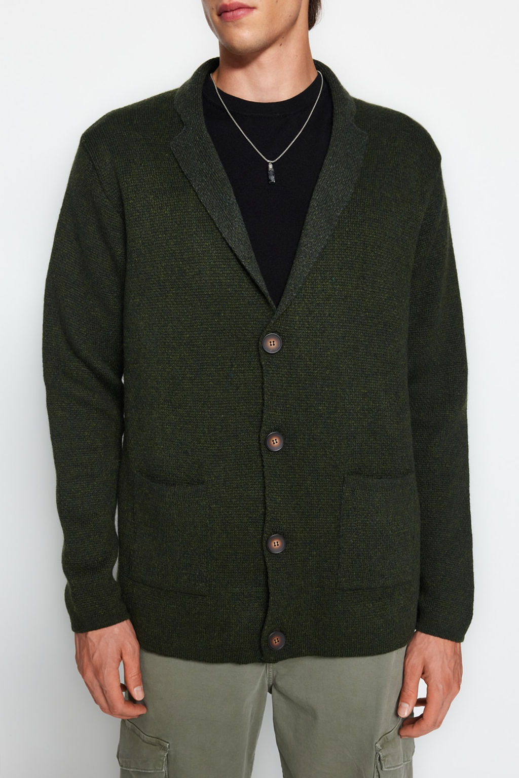 TRENDYOL MAN Antrasit Regular Fit Yunlu Yaka Triko H?rka TMNAW22HI0140 - Trendyolmilla фото 4