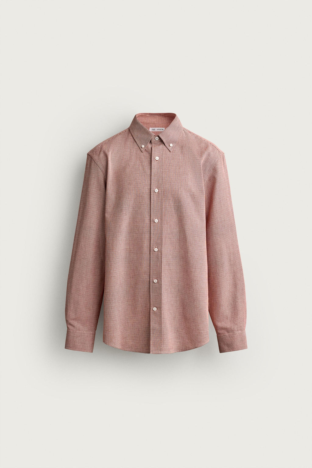 CAMISA REGULAR FIT PATA DE GALLO / Blanco / Rojo - Zara фото 6