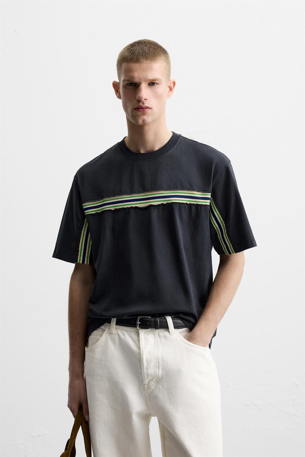 CONTRAST STRIPE T-SHIRT - Zara фото 2