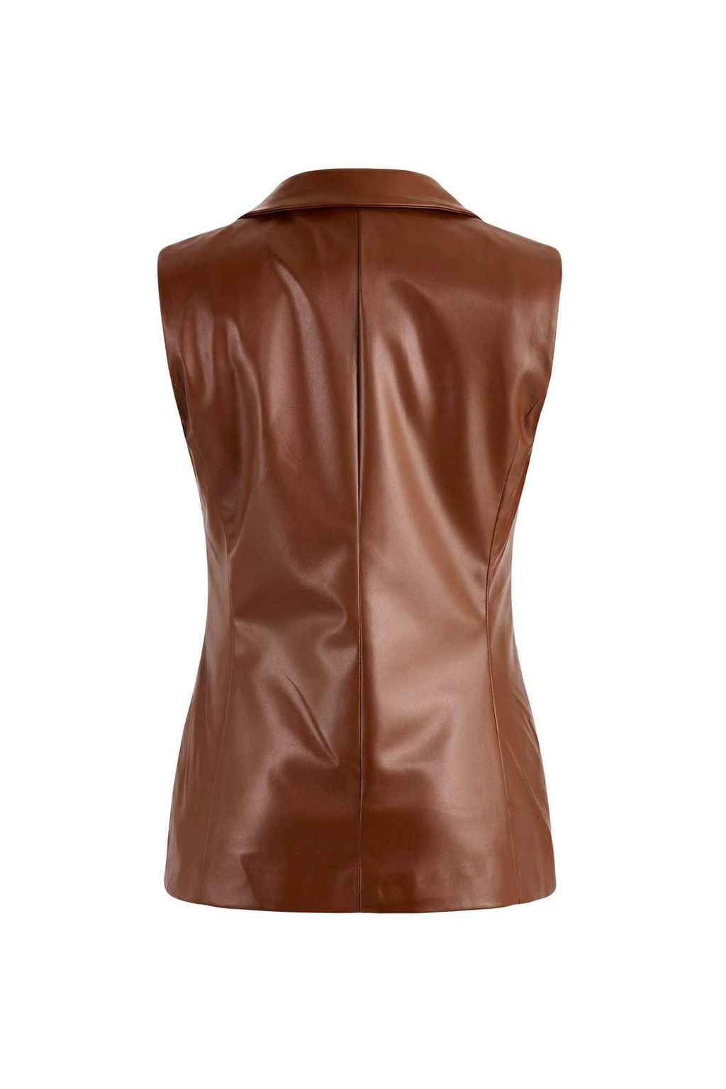 Koyu Kahverengi Dokuma Suni Deri Yelek TWOSS26YE00006 - Trendyolmilla фото 2