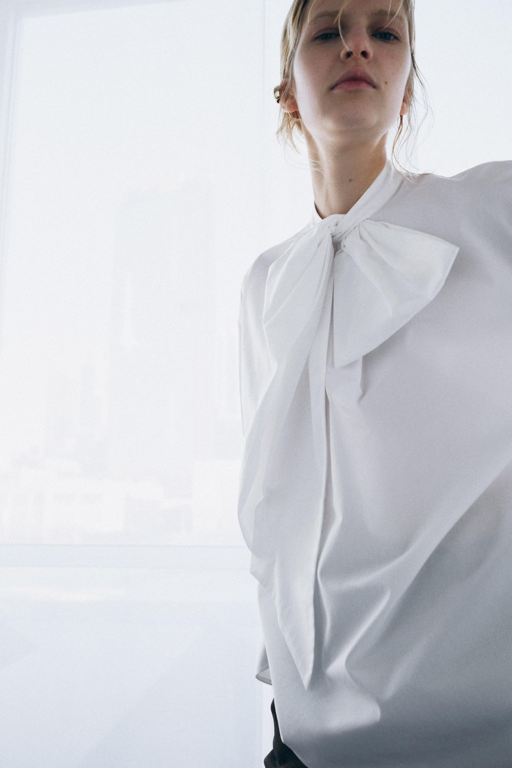 ZW COLLECTION POPLIN SHIRT WITH TIE DETAIL - Zara фото 4