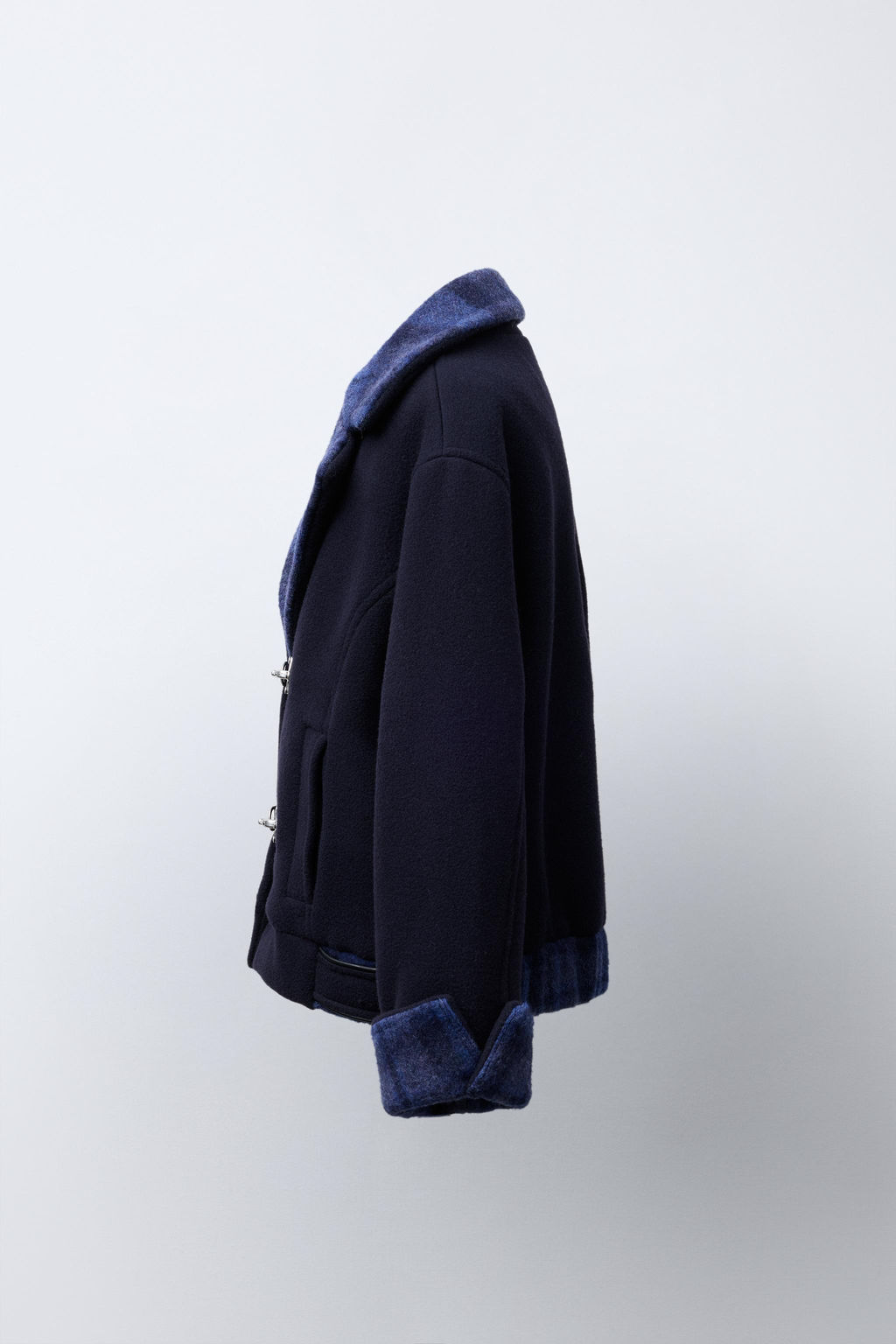 COMBINED CHECK COAT WITH WOOL - Zara фото 3