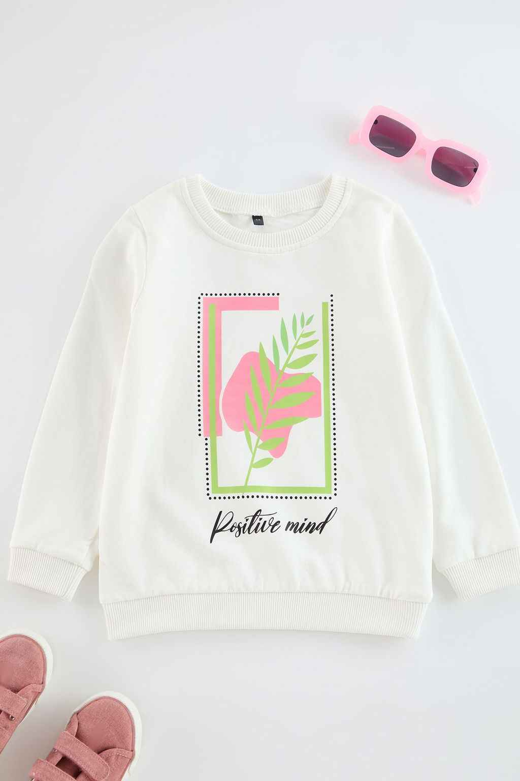Mint K?z Cocuk Bask?l? Orme Sweatshirt TKDAW25SW00043 - Trendyolmilla фото 3