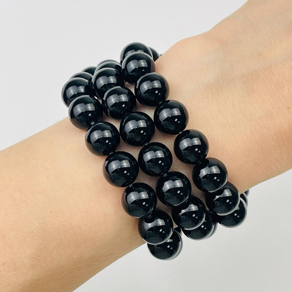 Бусины для украшений из черного Агата (38 бусин)