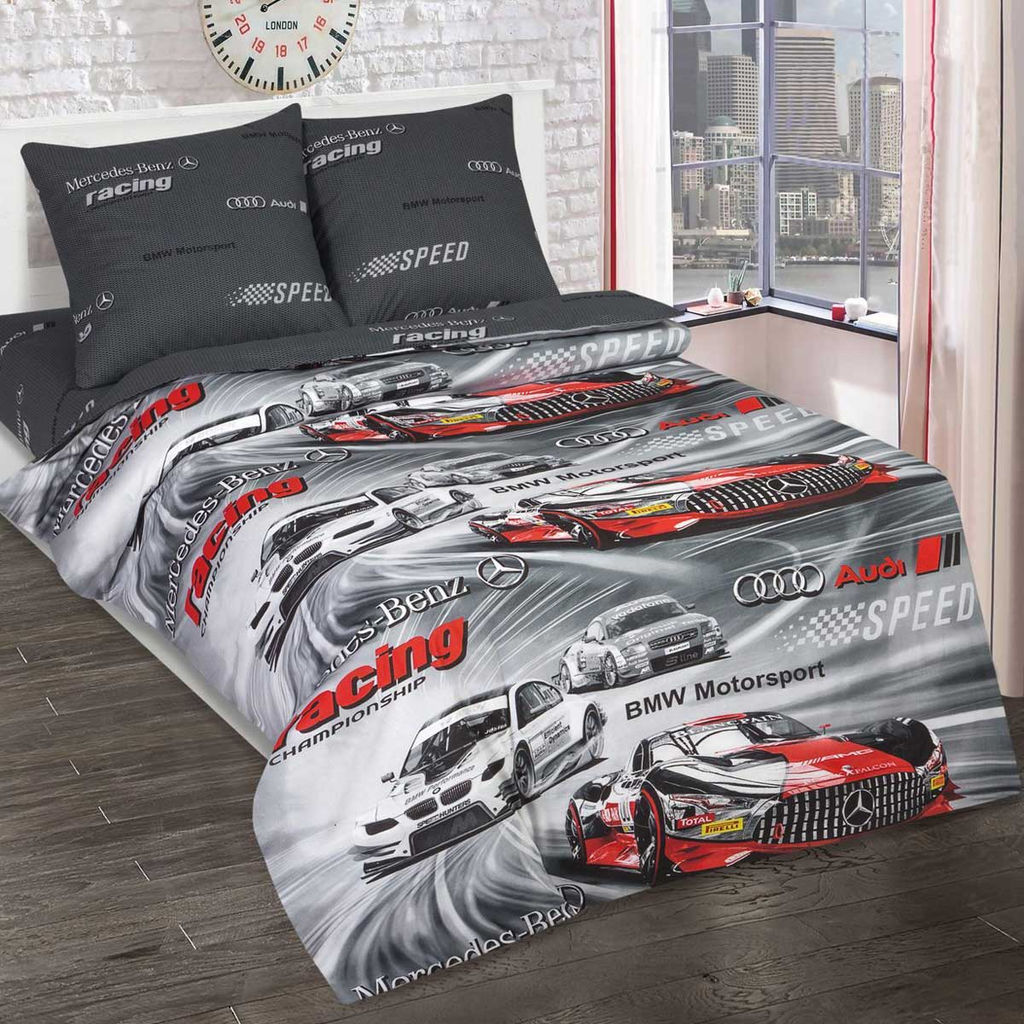 КПБ поплин 1,5 сп. с 1 нав. 70*70 с детским рисунком (молния) - Мажор 1,5 сп. (1 нав.70x70)