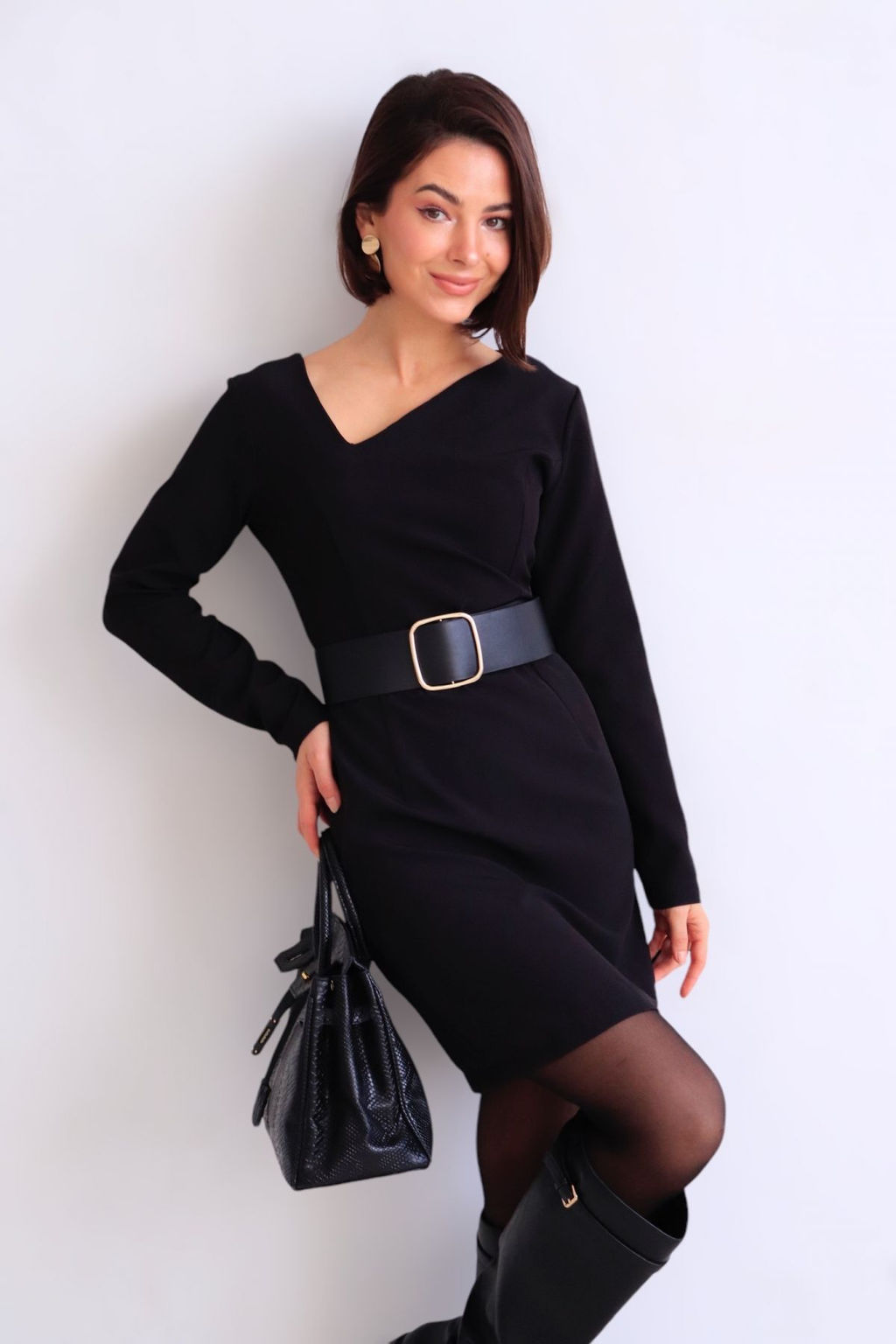 Платье чёрное с асимметричным вырезом - Martichelli фото 17