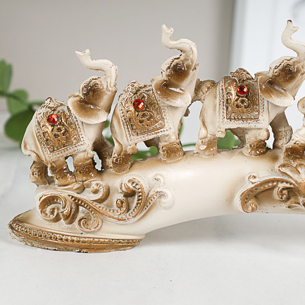 Статуэтка Слоны на бивне 12х32 см / QD5500-W /уп 48/белый - ГалеонТрейд фото 4