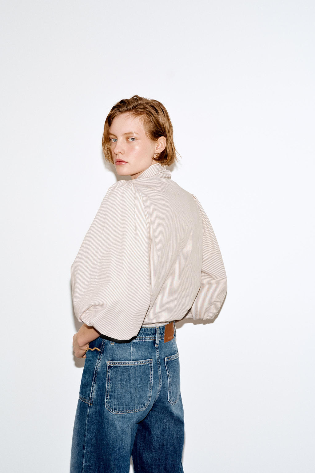 BLUSA RAYAS LAZOS / marron/blanco - Zara фото 4