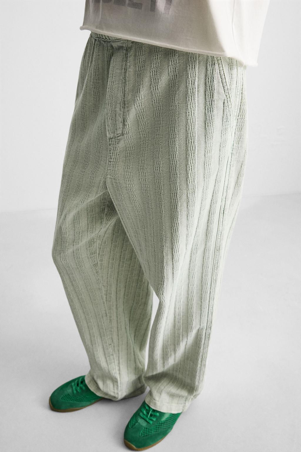 RELAXED FIT JACQUARD TROUSERS - Zara фото 36