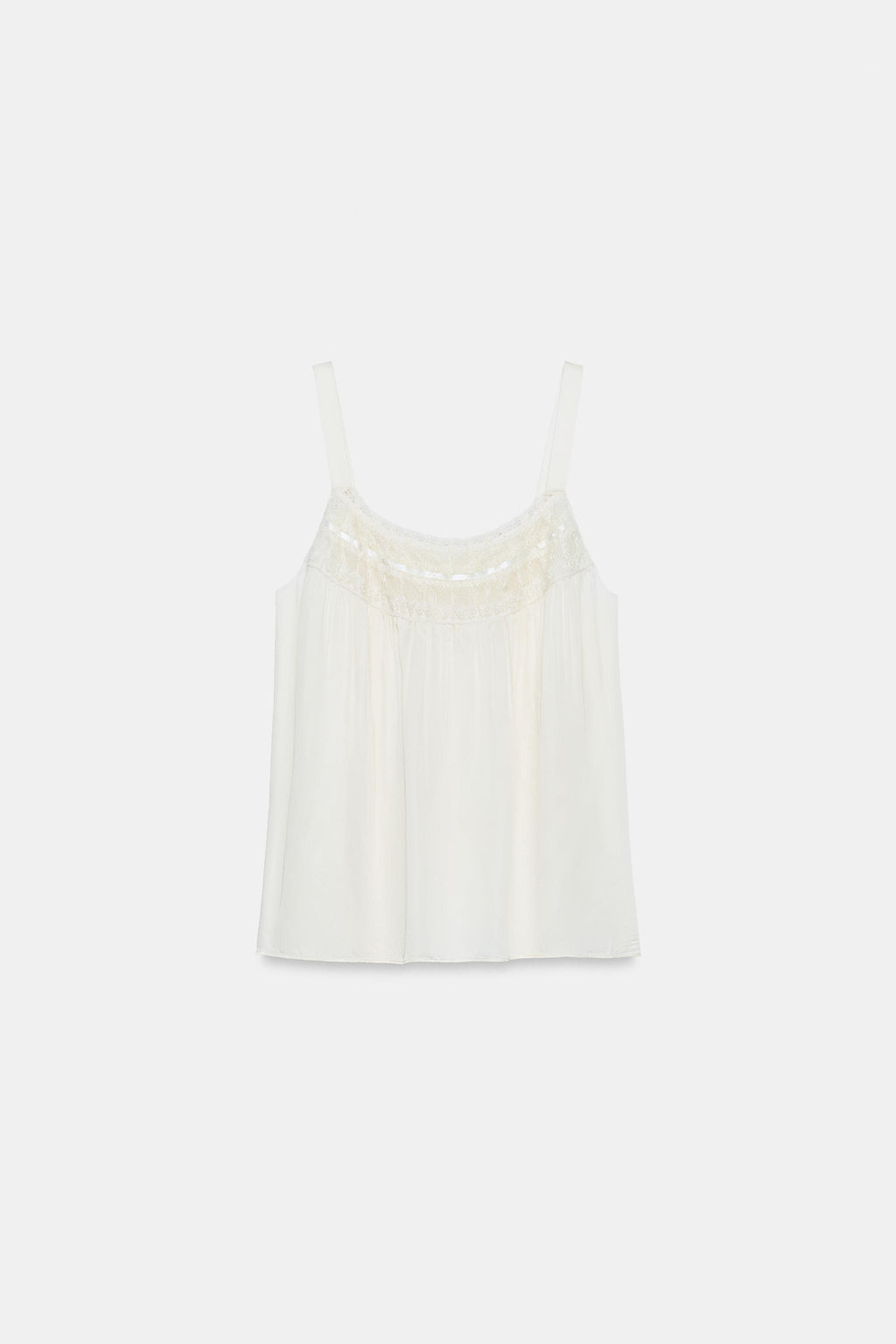 TOP SATINADO ENCAJE ZW COLLECTION / Blanco roto