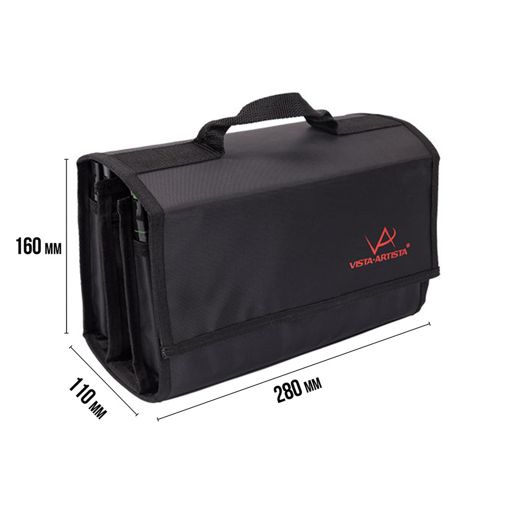 VISTA-ARTISTA Пенал для маркеров на 48 шт. VPBM-02 16 x 28 x 11 см 100% нейлон черный  фото 7