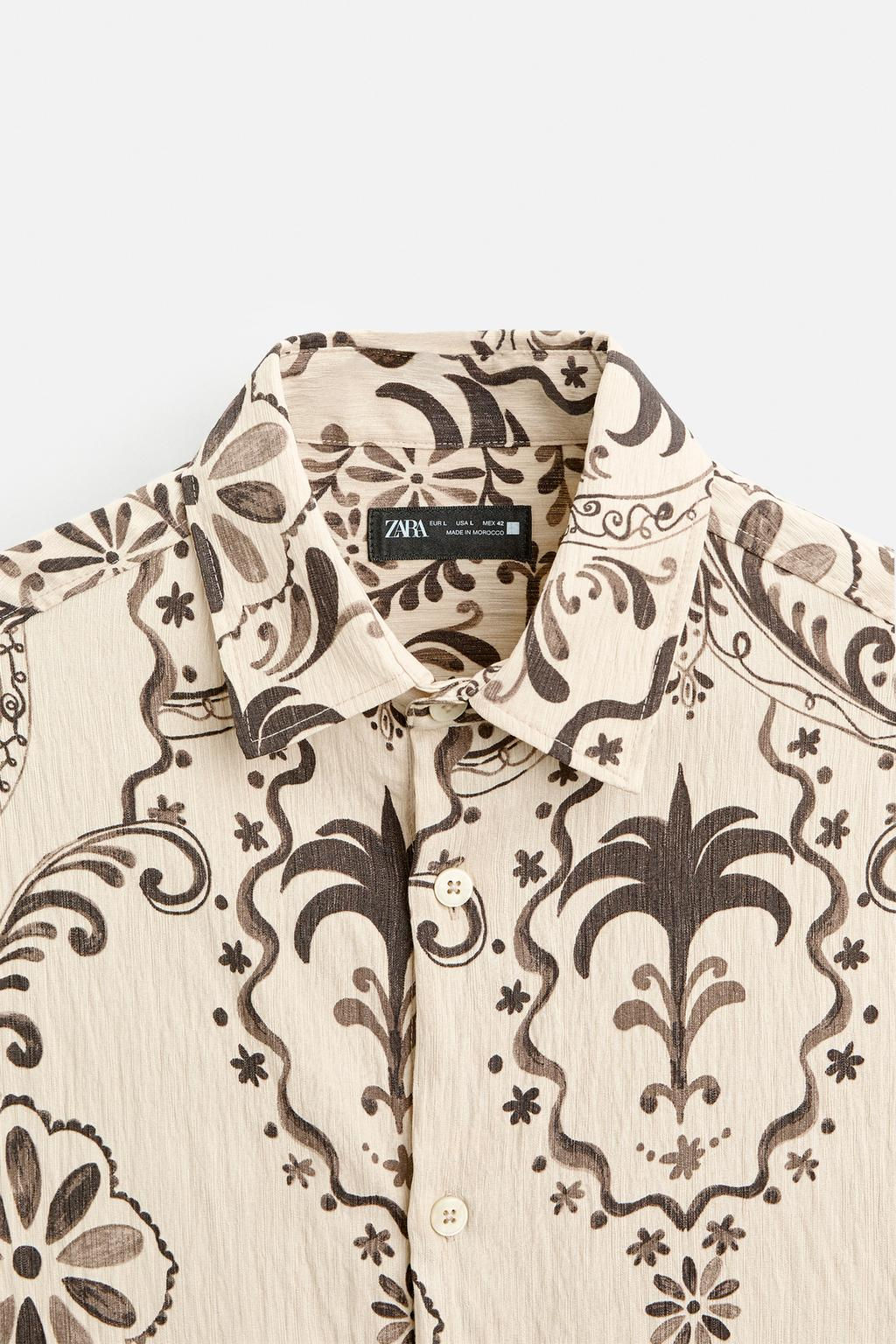 TEXTURED SHIRT WITH PRINT - Zara фото 8