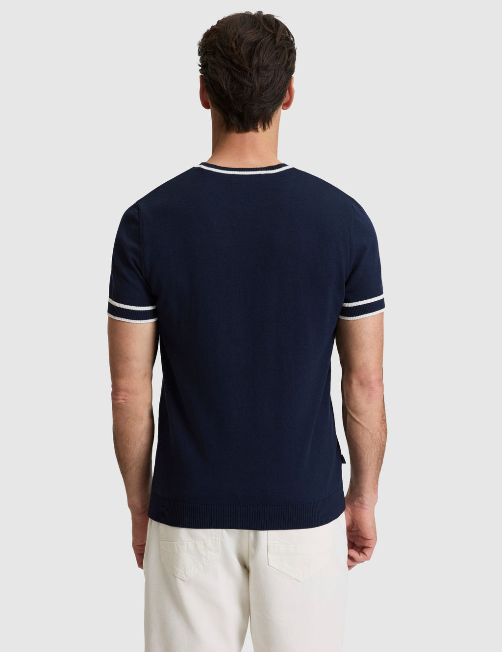 Lacivert Slim Fit %100 Pamuk Bisiklet Yaka Triko Ti__rt