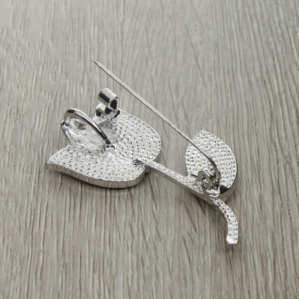 Брошь-подвеска "Тюльпан" со вставкой из серого перламутра и ювелирного сплава