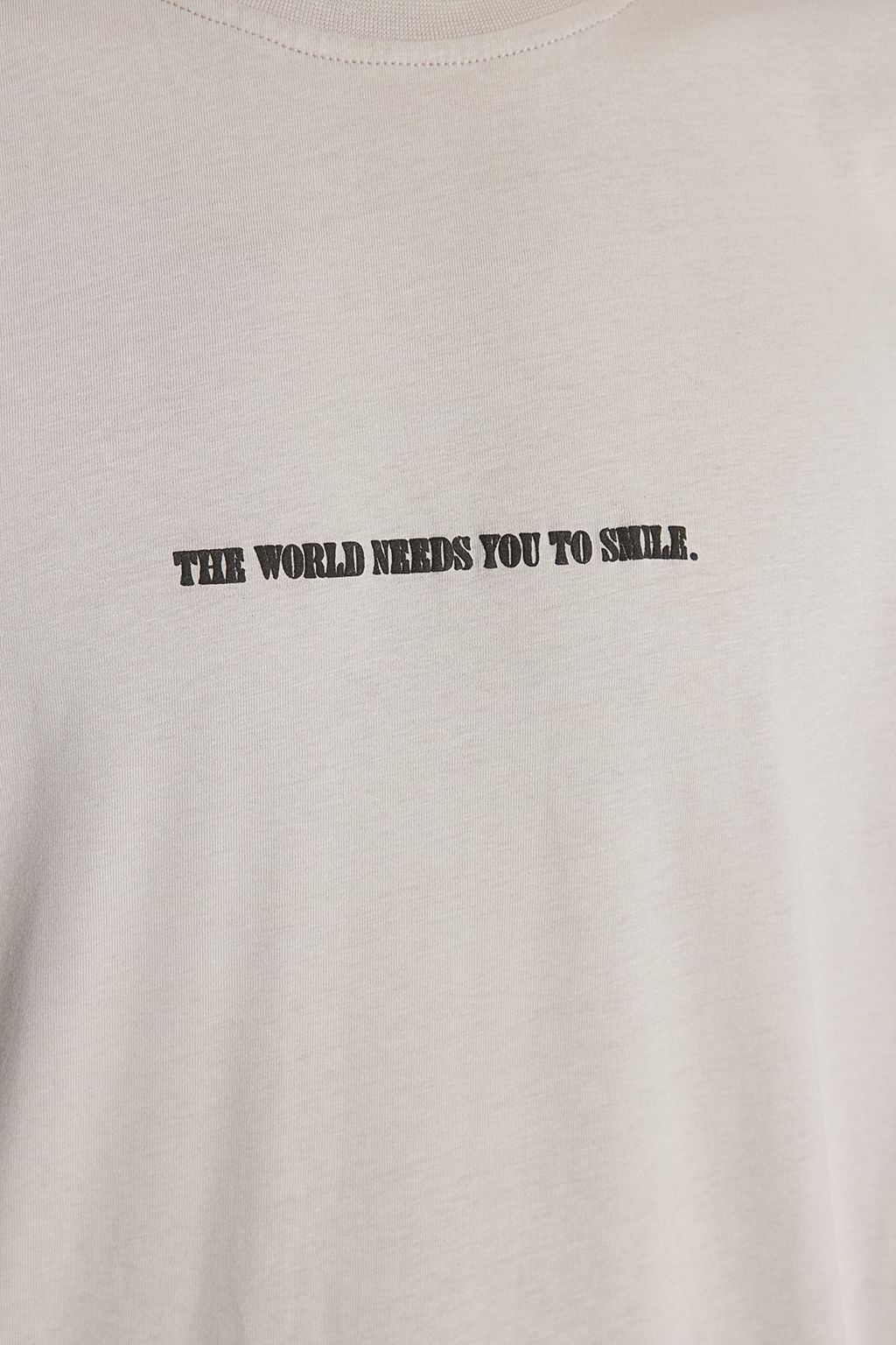 Trendyolmilla Man Gri Oversize Kabar?k Yaz? Bask?l? %100 Pamuklu T-Shirt TMNSS23TS00190  фото 7