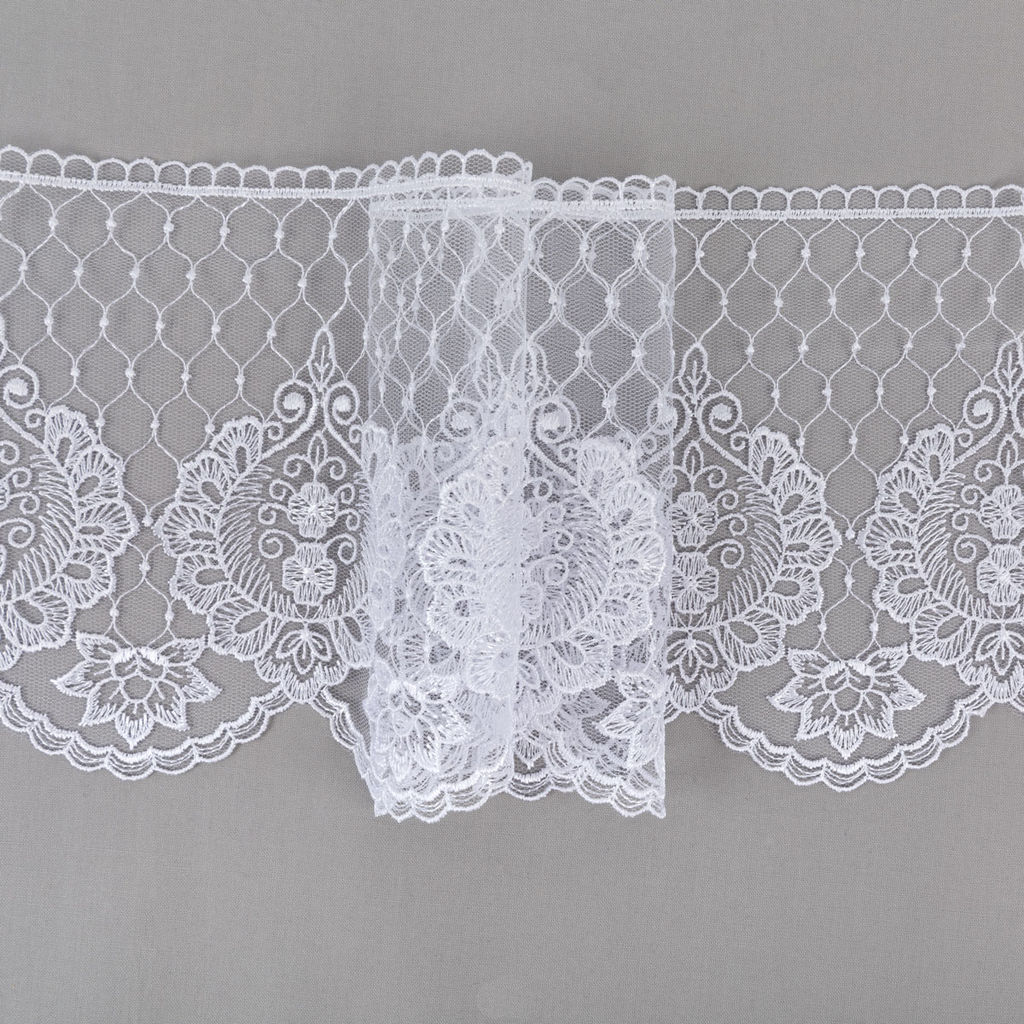 Кружево Gamma сетка 155 мм GKM-15503 в пакете 8.8 м 0.2 Турция СК/Распродажа TL001WH белый