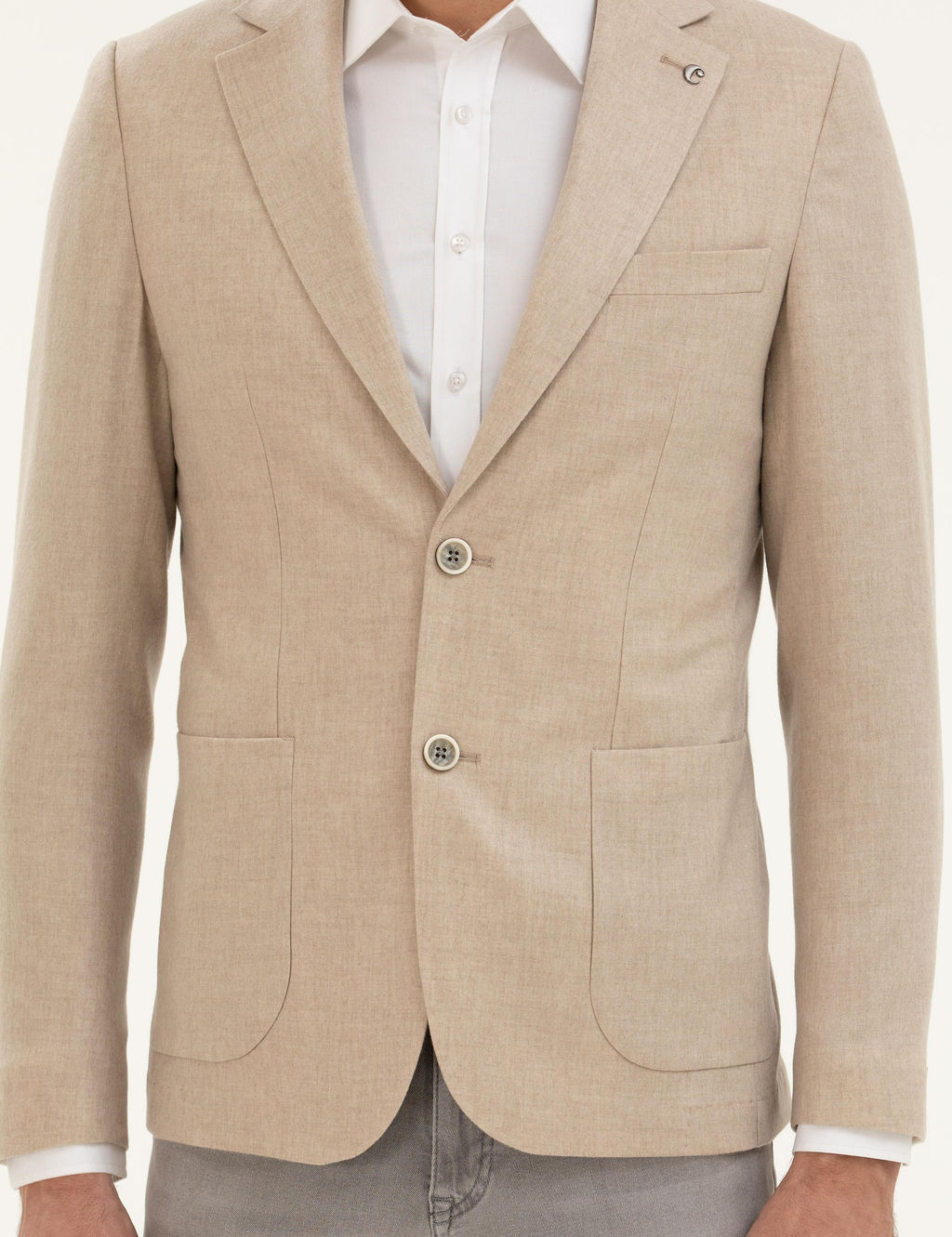 Бежевая кашемировая куртка приталенного кроя - Cacharel фото 6