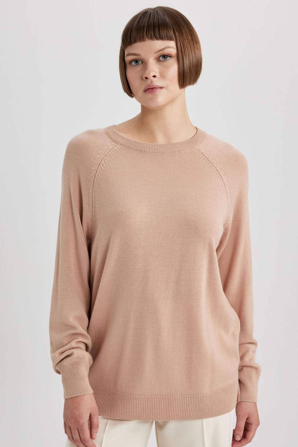 Relax Fit Bisiklet Yaka Basic Duz Triko Kazak - Defacto фото 2