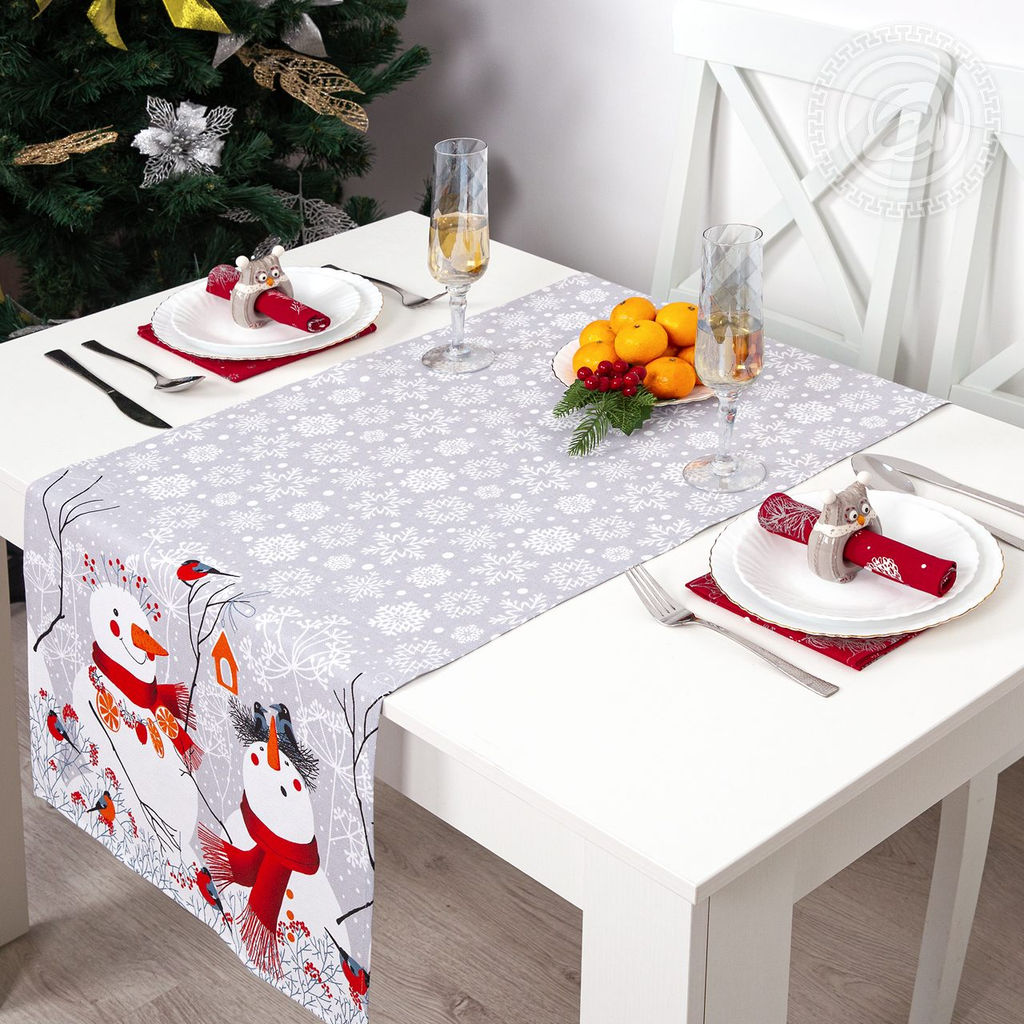 Скатерть-дорожка Снеговики 50*145/1 шт. - 50*145 Скатерти из рогожки