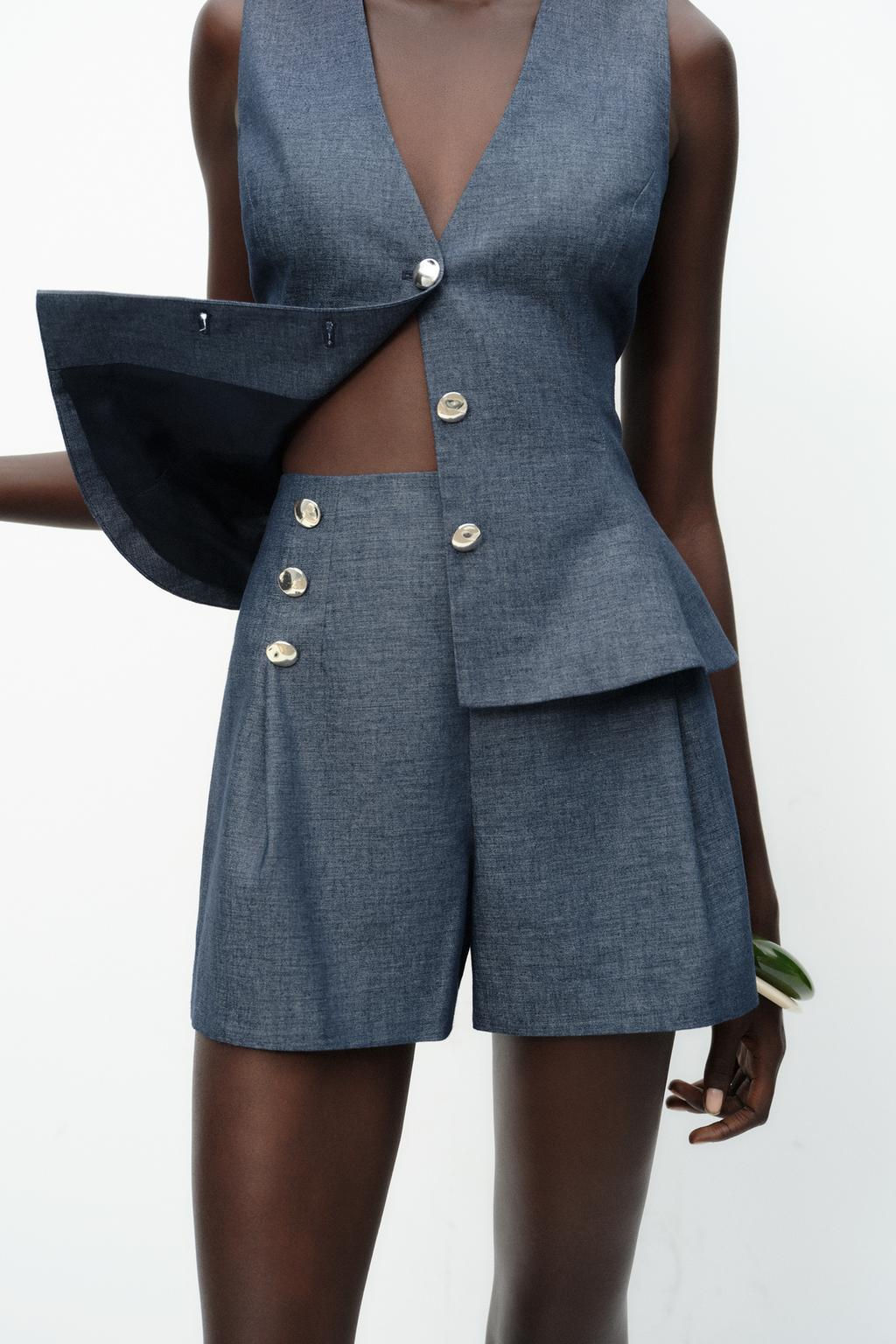 BUTTON DETAIL BERMUDA SHORTS IN A LINEN BLEND - Zara фото 2