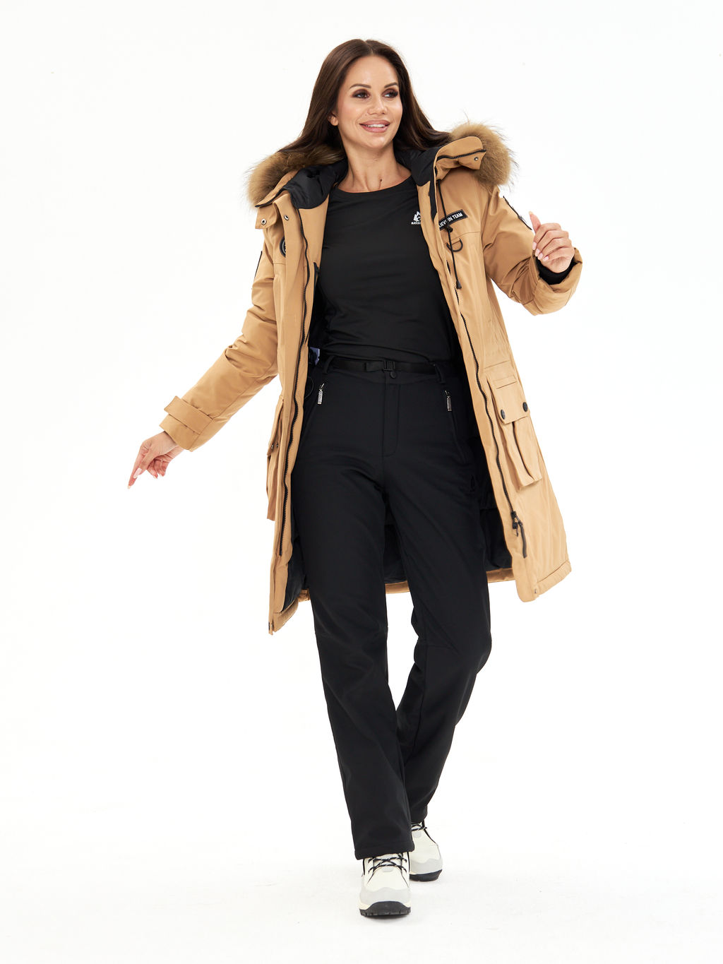 Женская зимняя мембранная парка с натуральным мехом Alpha Endless Frozen Metropolis_19 Крем-брюле  фото 9