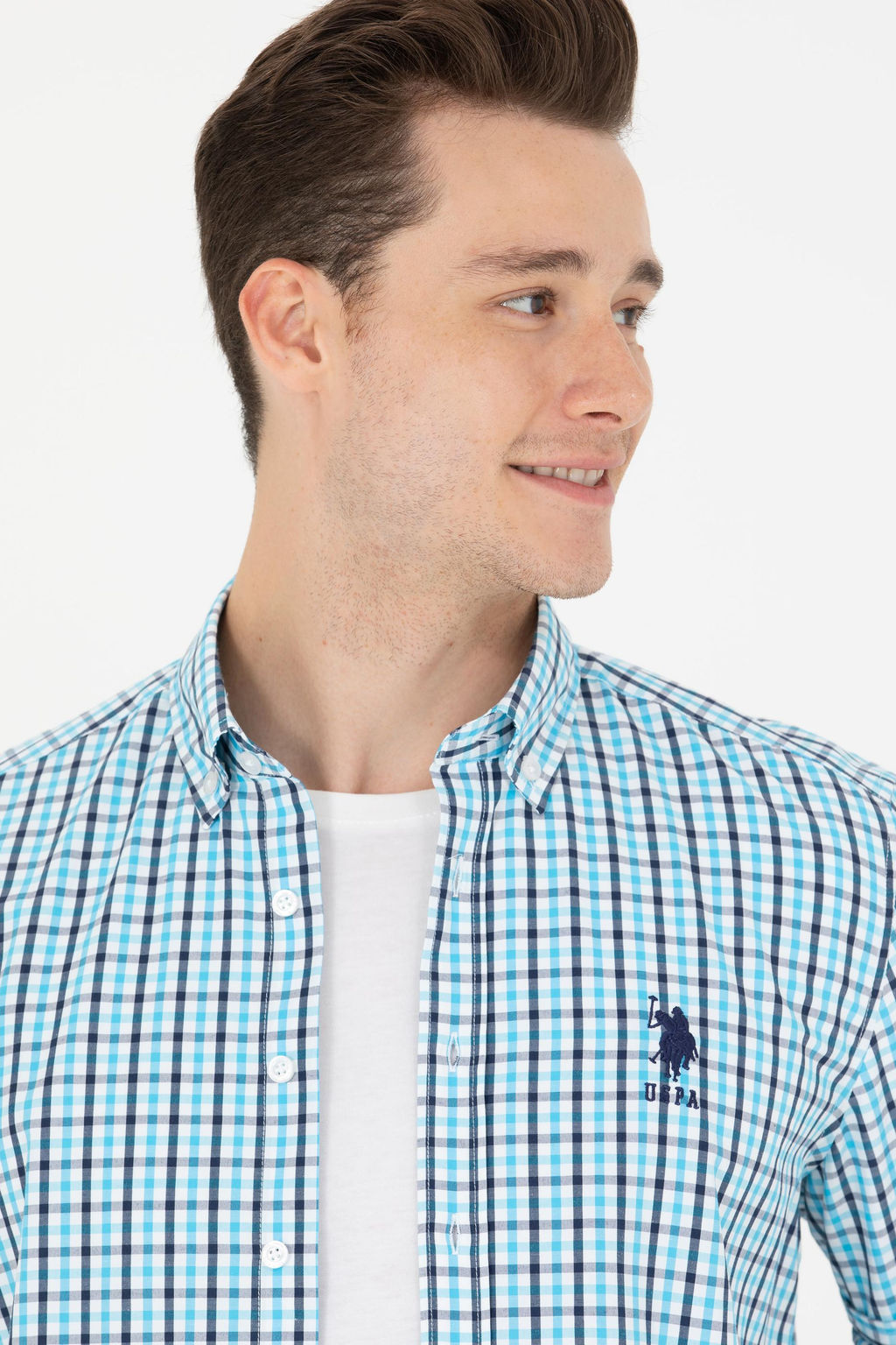 U. S. Polo Assn Erkek Kareli Turkuaz G_mlek Sepette S_rpriz _ndirim - U.s. polo assn фото 4