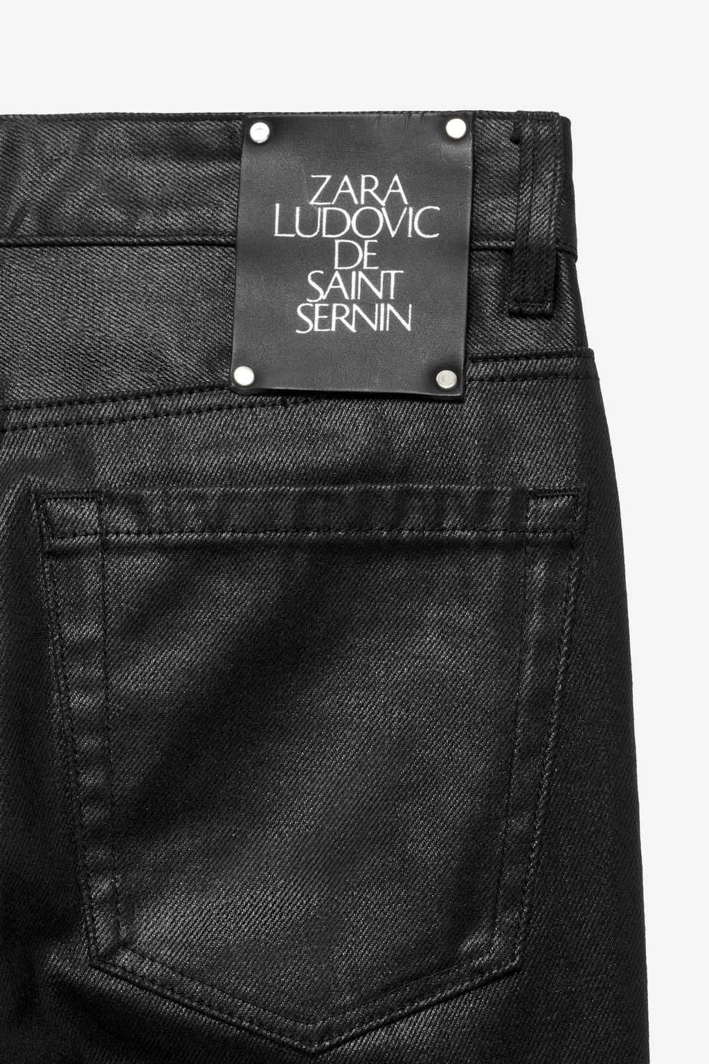 LUDOVIC DE SAINT SERNIN x ZARA WAXED LOW-RISE SLIM FIT JEANS  фото 3