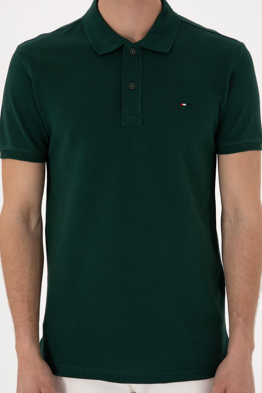 Erkek Slim Fit Polo Yaka Koyu Ye_il Basic Ti__rt - U.s. polo assn фото 6