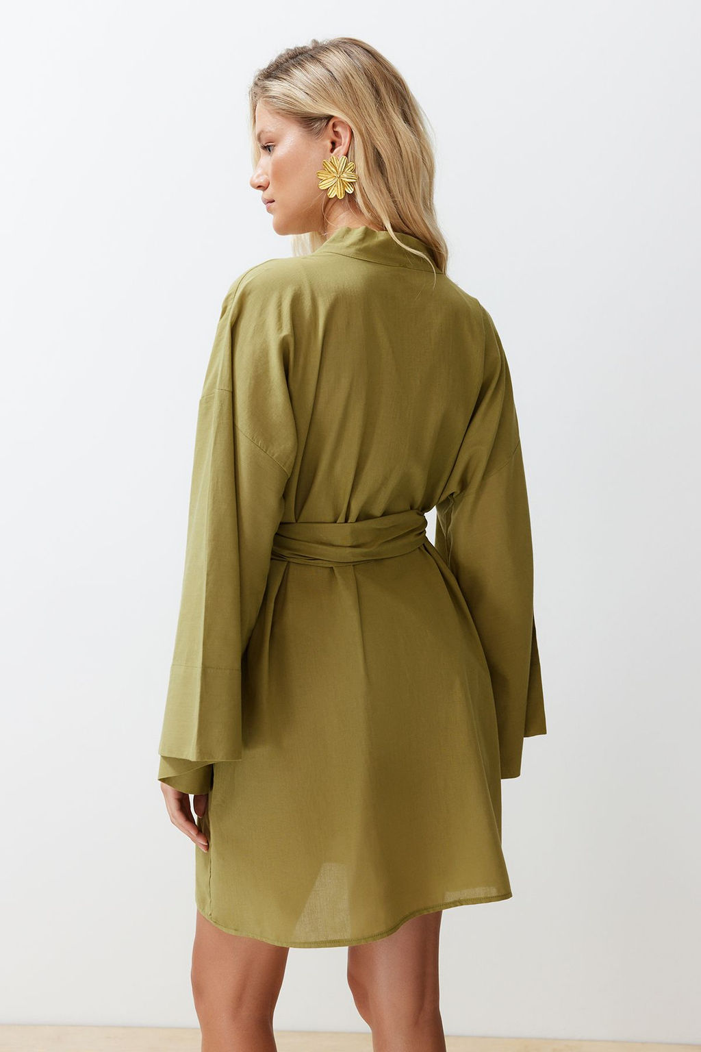 Yag Yesil Kusakl? Mini Dokuma Nak?sl? %100 Pamuklu Plaj Kimono&Kaftan TBESS24KM00008 - Trendyolmilla фото 7
