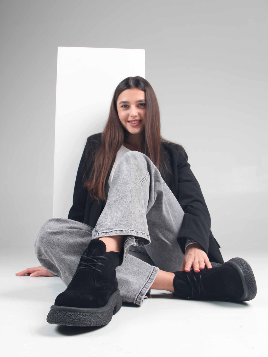 Ботинки 308.агатаbl. чёрный замша/Байка