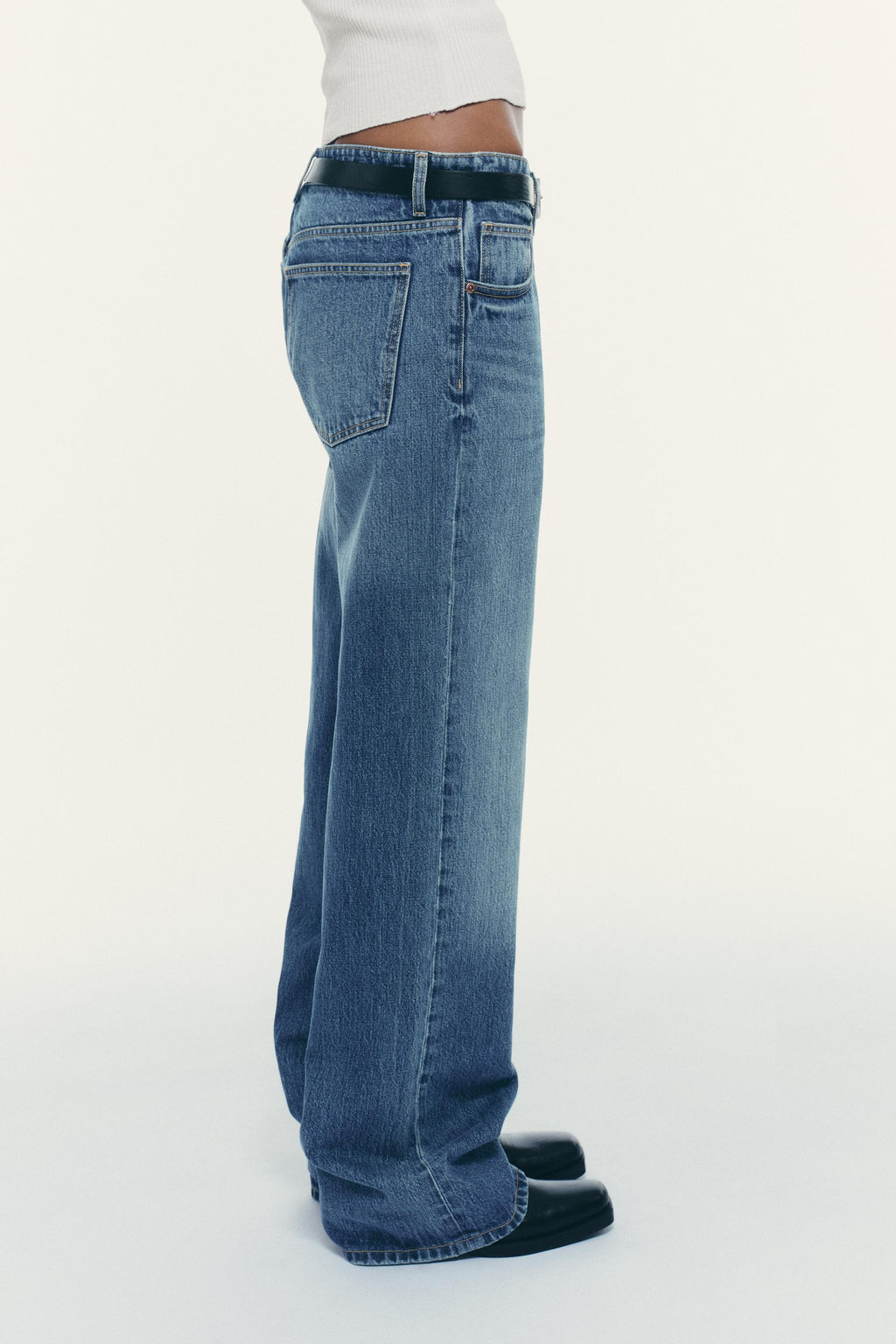 TRF MID-WAIST WIDE-LEG JEANS - Zara фото 5