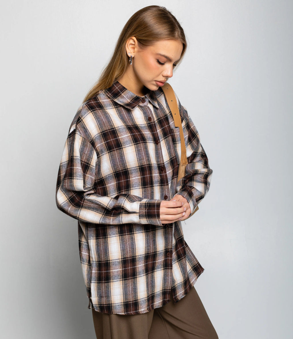 Рубашка #КТ225 (5), коричневый,белый - Dommod фото 2