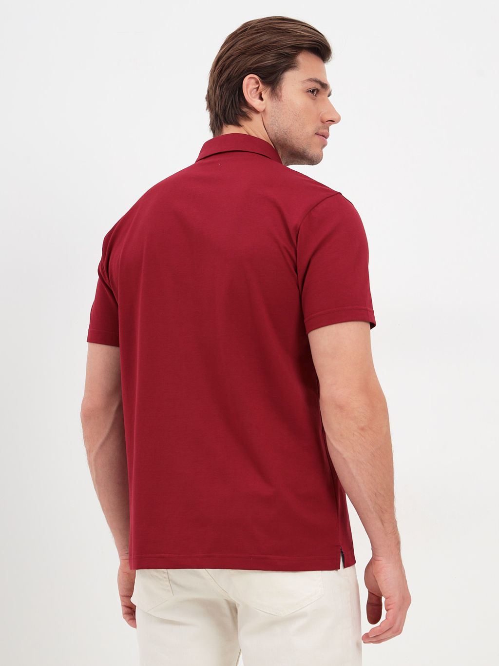 Джемпер мужской с воротником поло короткий рукав GREG G144-KO1246T-SAS5068 (бордо)  фото 5