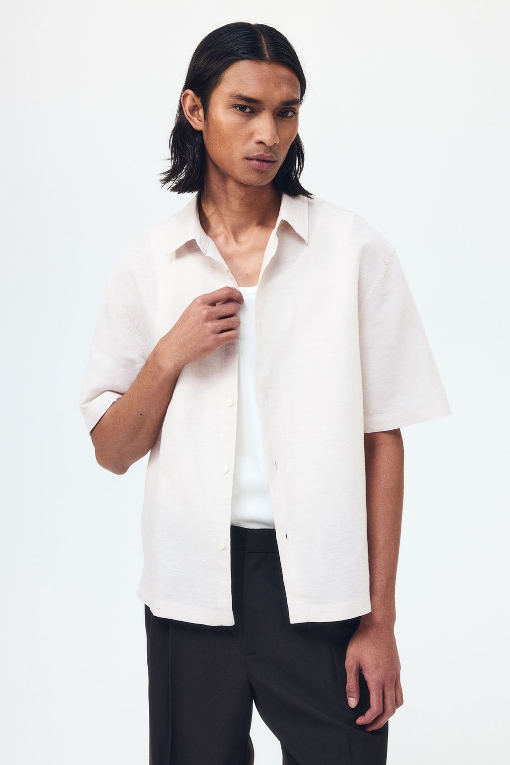 Camisa en mezcla de lino Relaxed Fit