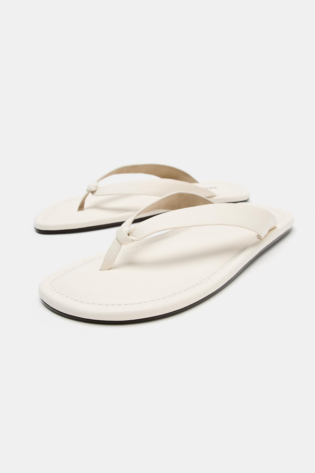 SANDALIA PLANA PIEL / Blanco - Zara фото 3
