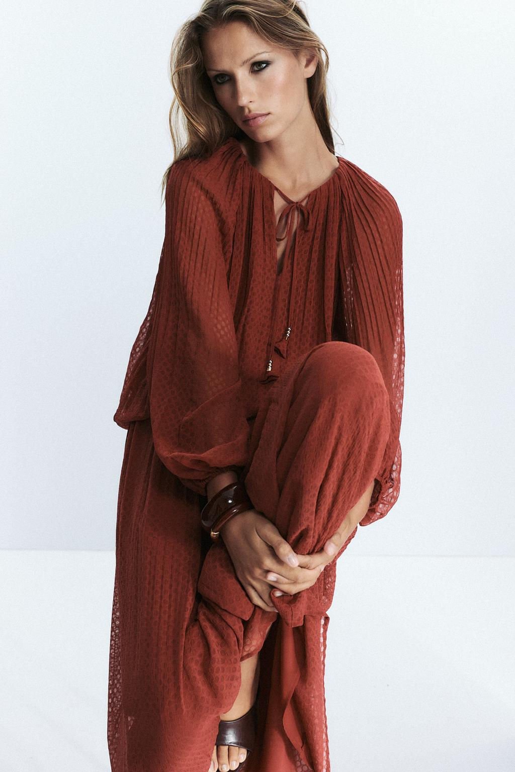 TASSEL PLEATED BLOUSE - Zara фото 4